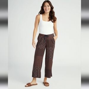 Liverpool Pull-On Wide Leg Crop Pants Size Small Patchwork Geo Ditsy Pri…